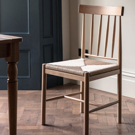 Gallery Eton Rope solid oak dining chairs pack of 2