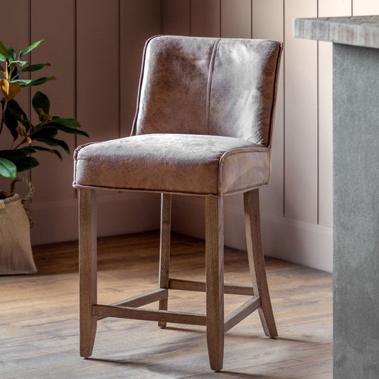 Gallery Tarnby Brown Leather Counter Height Bar Stool, 2 pack
