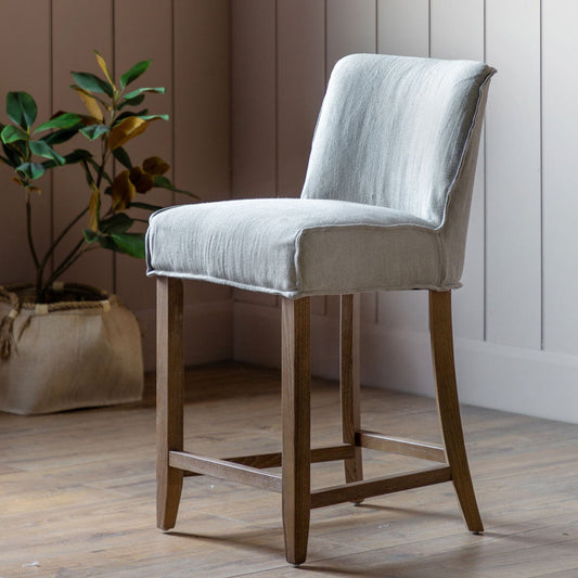 Gallery Tarnby grey linen counter height bar stools, set of 2