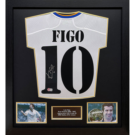 Allstarsignings Luis Figo signed framed Real Madrid 2021/22 shirt, 65 x 70 cm