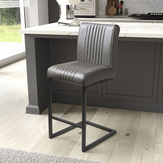 Shankar Archer Grey Faux Leather Cantilever Bar Stool, 2 pack