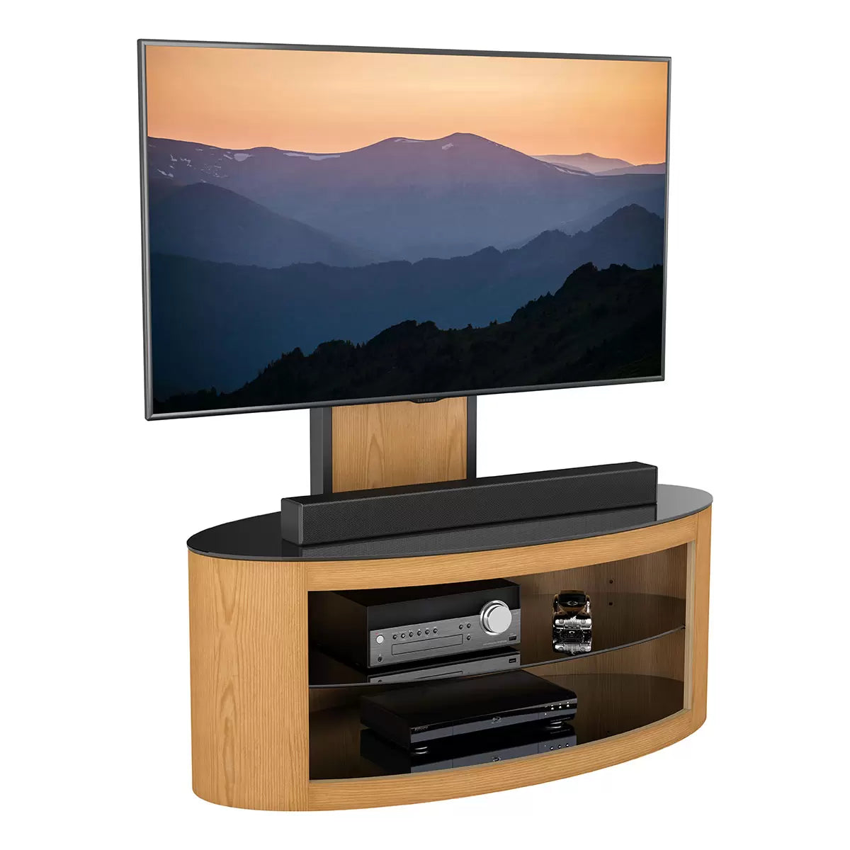 AVF Buckingham 1000 TV stand for TVs up to 65 inches with storage shelves, cable management, and modern stable design for living rooms