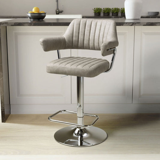 Shankar Cortez mink faux leather gas lift swivel bar stools, pack of 2