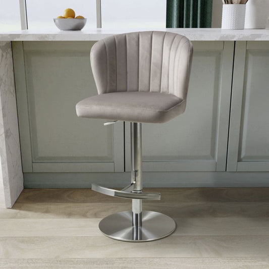 Shankar Sigma mink brushed velvet gas lift bar stool