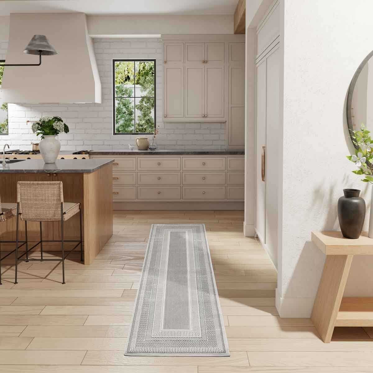 Nourison Glitz silver border runner 69 x 229 cm
