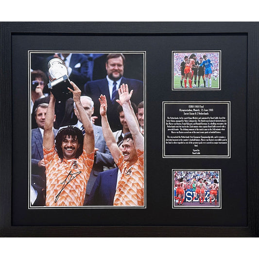 Allstarsignings Ruud Gullit Signed Netherlands Euro 1988 Trophy Lift Photo