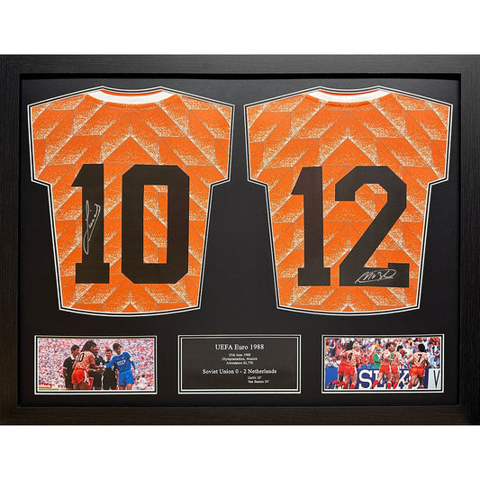 Allstarsignings Ruud Gullit & Marco van Basten Double Signed Netherlands 1988 Shirts Display