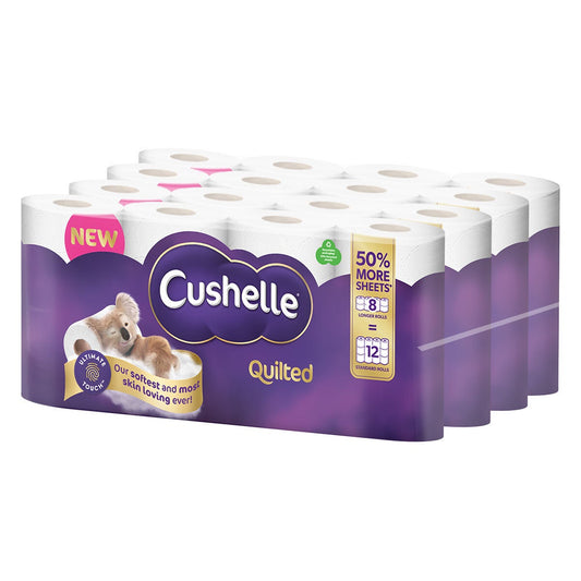 Cushelle Quilted 3-Ply Longer Rolls Toilet Tissue 4 x 8 pack