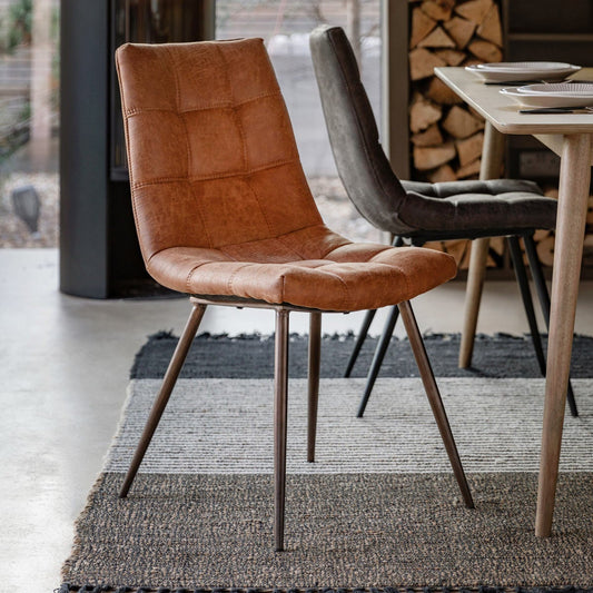Gallery Darwin Brown Faux Leather Dining Chair, 2 pack