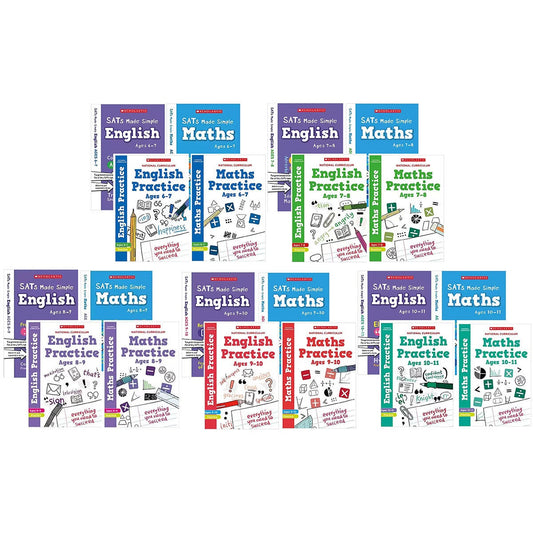 Scholastic SATs practice and revision 4-book pack, English and maths