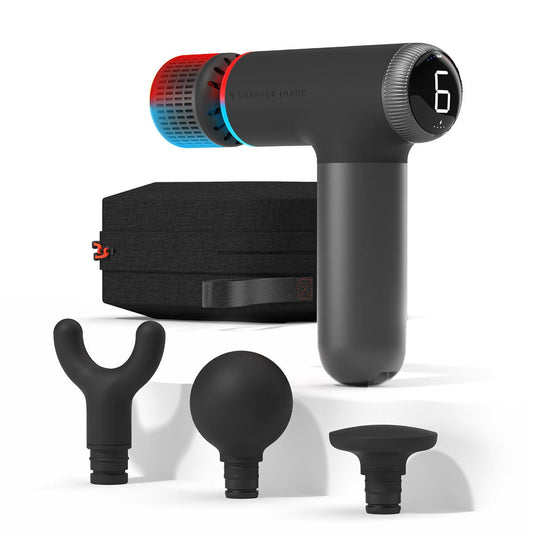Sharper Image Percussion Pro+ Hot and Cold Compact massage gun with 4 attachments