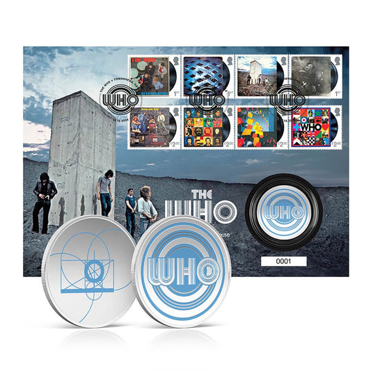 Royal Mail The Who Who's Next Life House medal cover with silver-plated medal