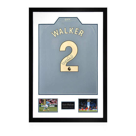 The Fan Cave Kyle Walker Signed Framed Manchester City 2024/25 Shirt with 2 Photos