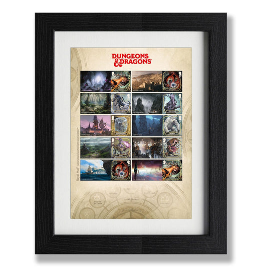 Royal Mail Dungeons and Dragons framed collector sheet with 10 stamps