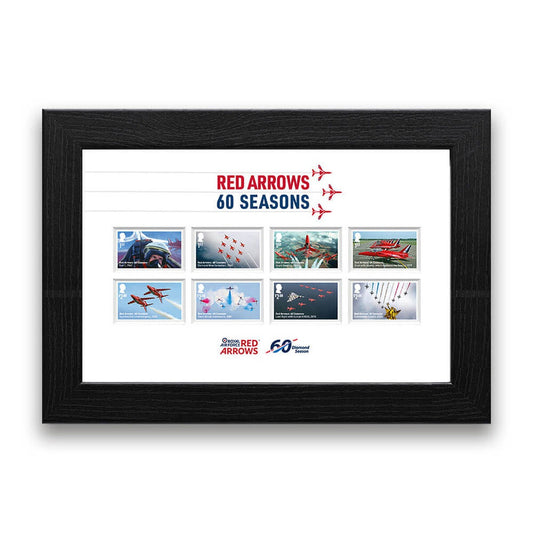 Royal Mail Red Arrows 60 Seasons framed set of 8 stamps