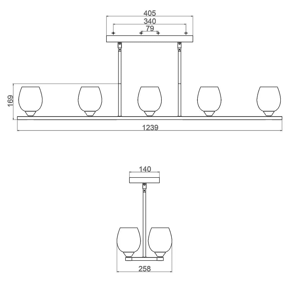 Elstead Rubin 10 Light Island Chandelier luxury linear multi-light fixture for kitchen island and dining room lighting