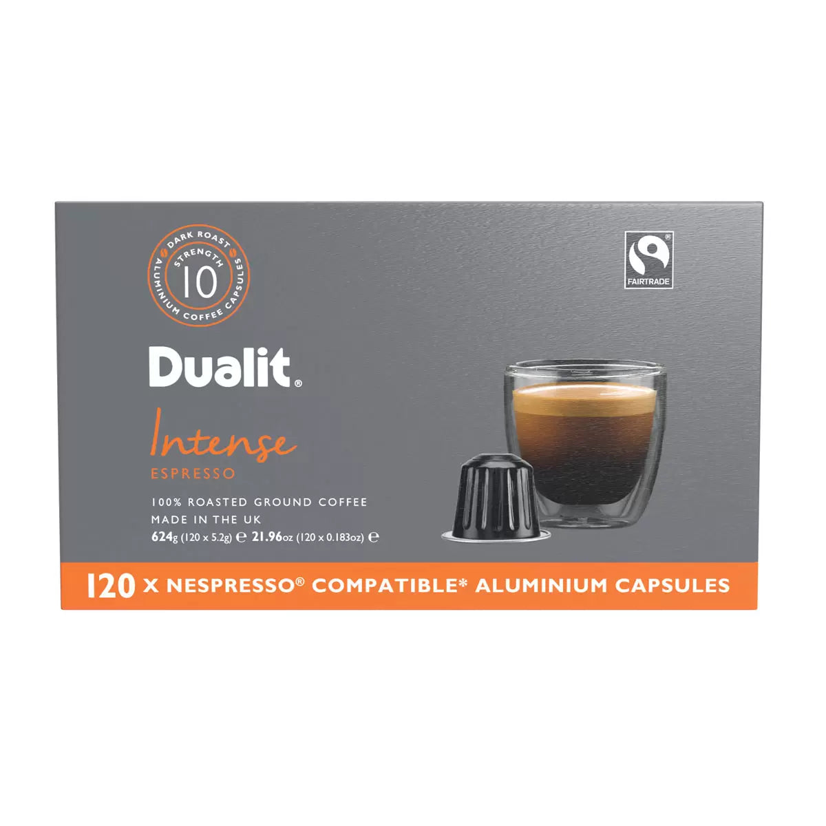 Dualit Nespresso Compatible Aluminium Capsules, 120 Servings | Fresh Aluminium Sealed Coffee Pods | Nespresso Machine Users