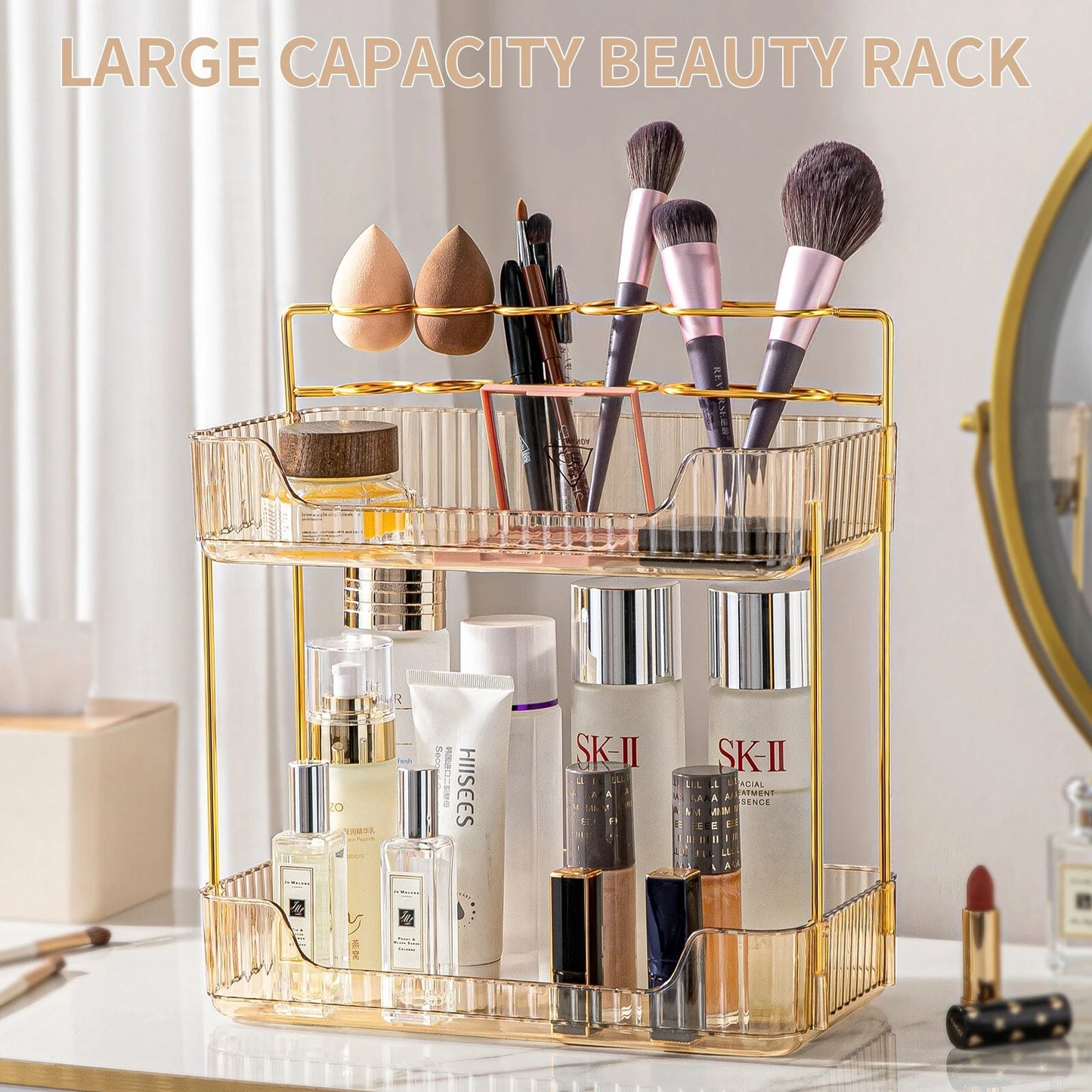 2 tier cosmetic makeup organiser shelf for perfumes, skincare and vanity storage-2