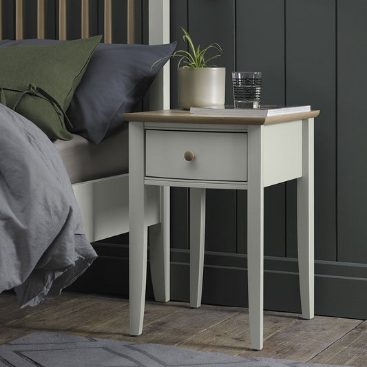 Bentley Designs Whitby Scandi oak and soft grey one drawer nightstand, pack of 2