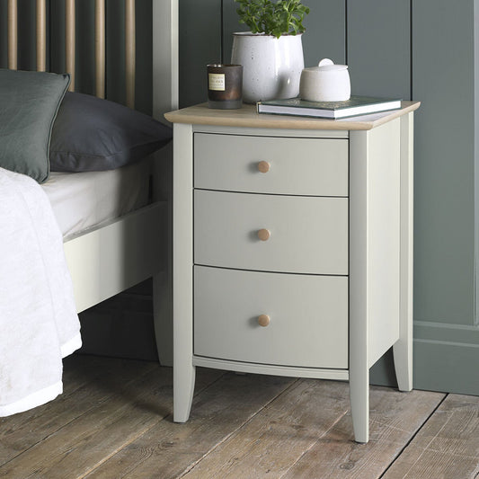 Bentley Designs Whitby Scandi oak and soft grey 3-drawer nightstands, pack of 2