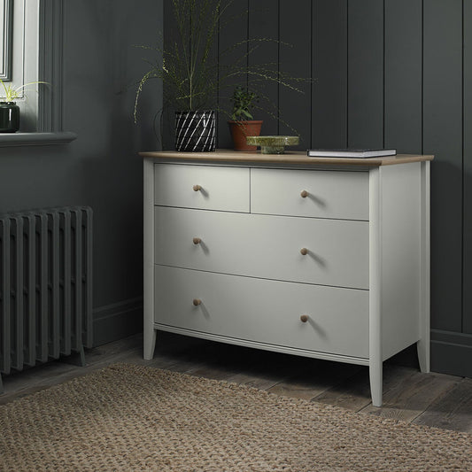 Bentley Designs Whitby Scandi oak and soft grey 4 drawer chest