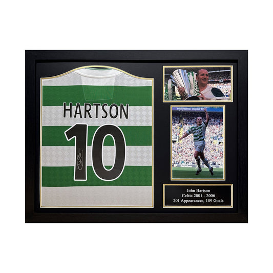 Allstarsignings John Hartson Signed Framed Celtic Centenary Retro Shirt