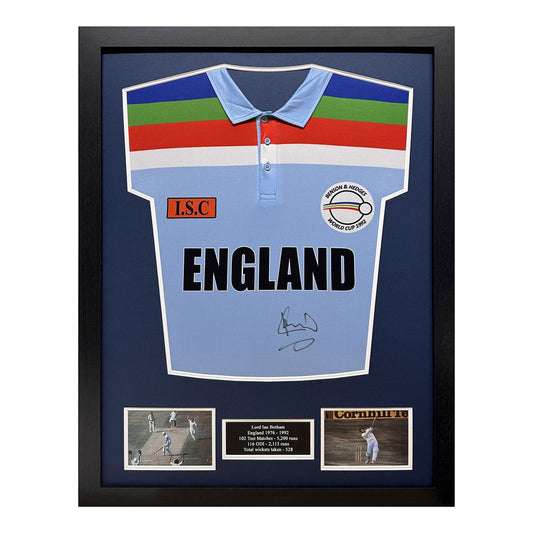 Allstarsignings Ian Botham Signed Framed England 1992 World Cup Retro Cricket Shirt