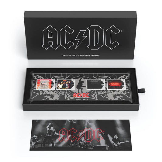 Royal Mail AC/DC platinum miniature stamp sheet, limited edition of 1,975