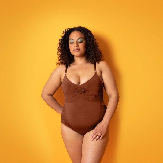 Evenlina Sculpting medium compression shapewear bodysuit in bronze
