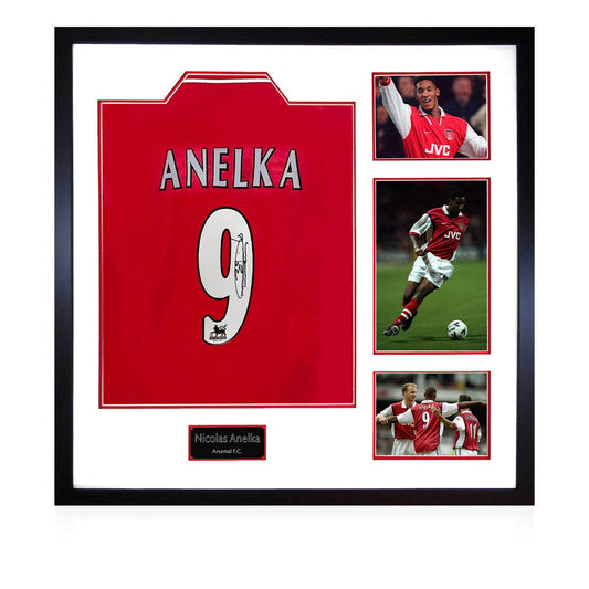 The Fan Cave Nicolas Anelka Signed Framed Arsenal Home Shirt with 3 Photos