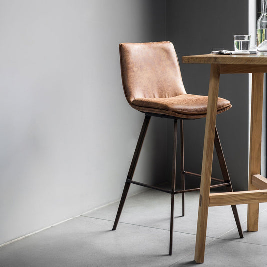 Gallery Henley brown faux leather bar stool, pack of 2, 72 cm seat height