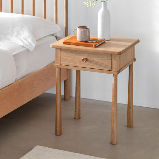 Gallery Wycombe natural oak nightstand with one drawer