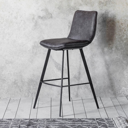 Gallery Henley grey faux leather bar stool, pack of 2, 72 cm seat height