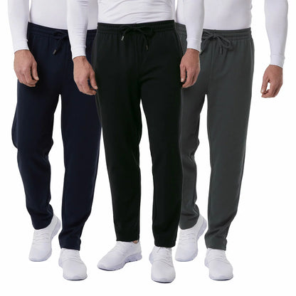 Front view of 32 Degrees Men's Pique Joggers in Grey featuring textured fabric and a tapered cut against a neutral background.