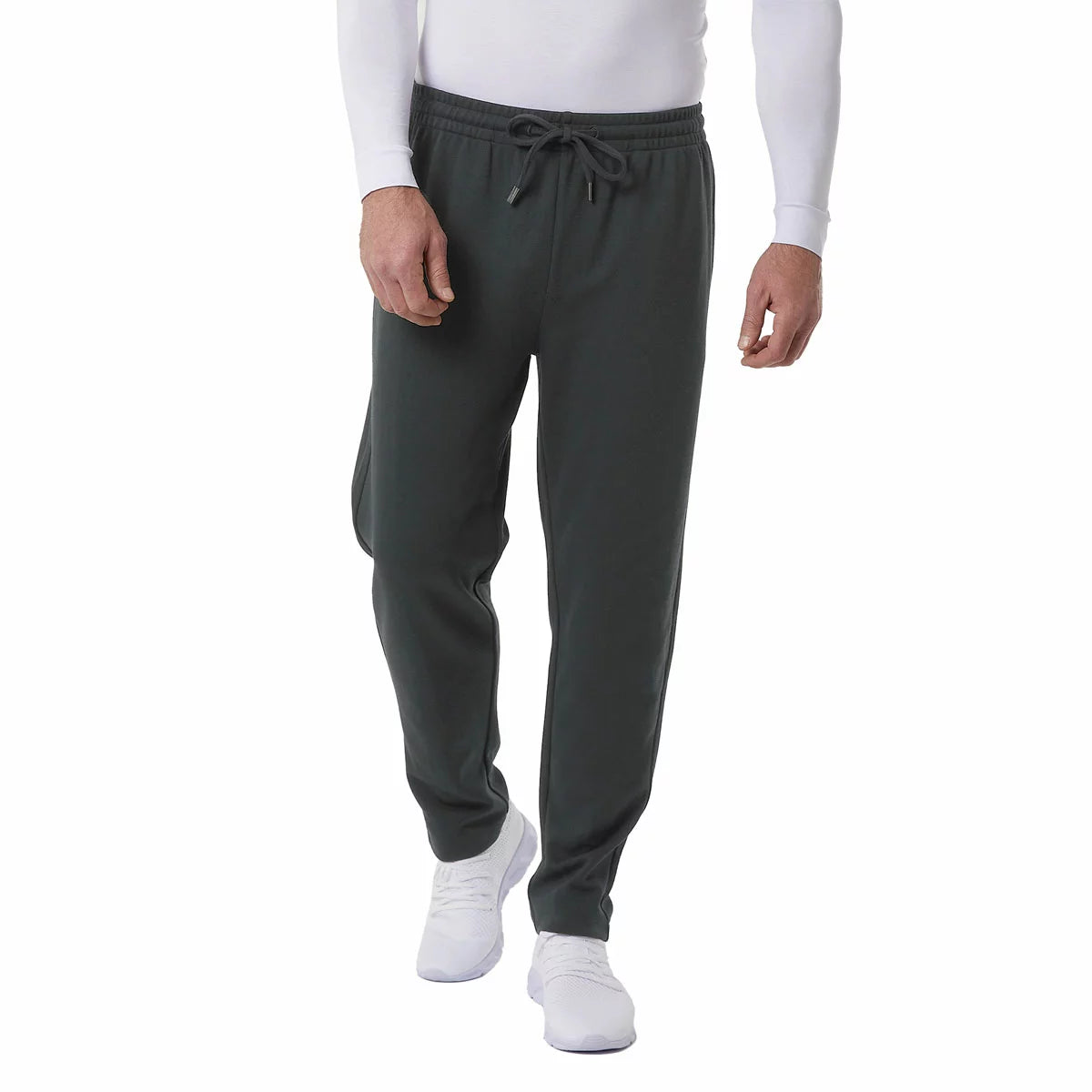 Front view of 32 Degrees Men's Pique Joggers in Grey featuring textured fabric and a tapered cut against a neutral background.