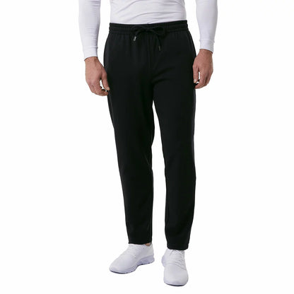 Front view of 32 Degrees Men's Pique Joggers in Grey featuring textured fabric and a tapered cut against a neutral background.