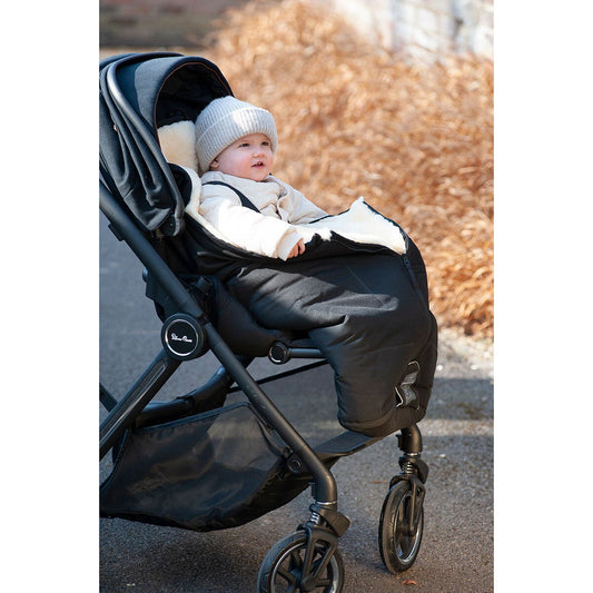 Naturally Sheepskins Merino lambskin pushchair footmuff black 43 x 94 cm