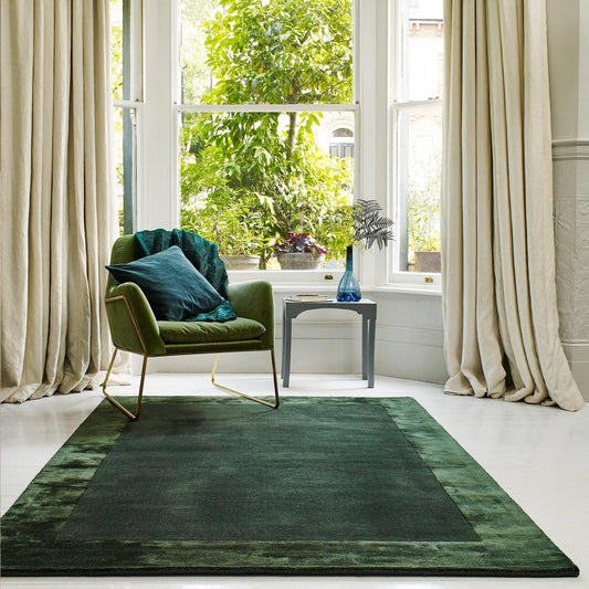 Asiatic Ascot green hand woven wool and viscose rug