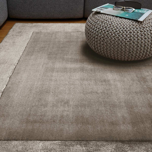 Asiatic Ascot taupe hand woven wool and viscose rug