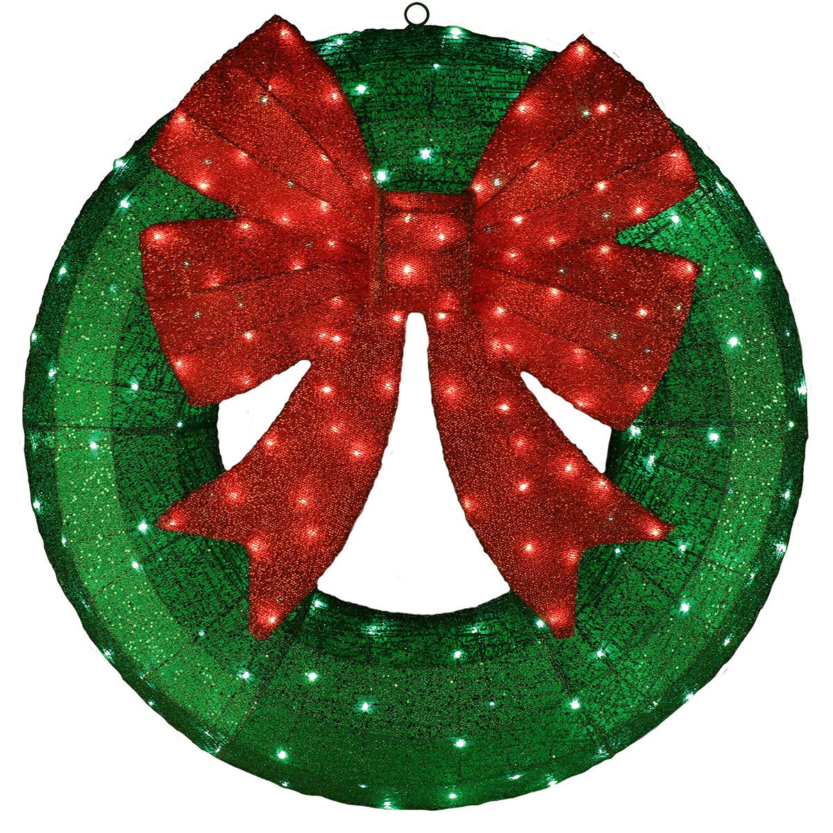 36 inch light-up Christmas wreath with bow, view 5