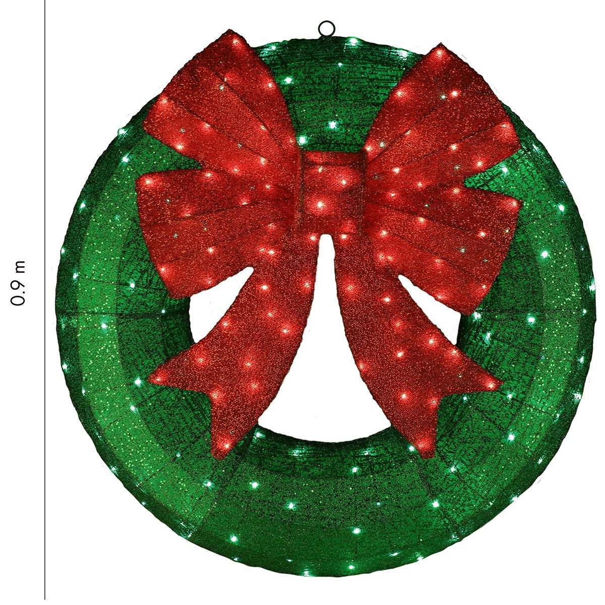 36 inch light-up Christmas wreath with bow, view 6