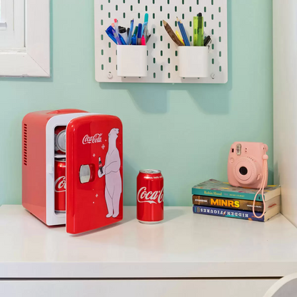 Coca-Cola 4L Mini Fridge – 6-Can Portable Thermoelectric Cooler & Warmer