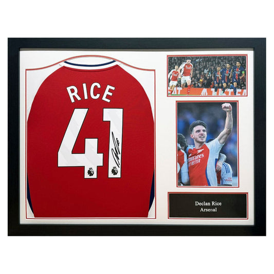 Allstarsignings Declan Rice signed framed Arsenal 2024/25 home shirt, 87 x 67 cm