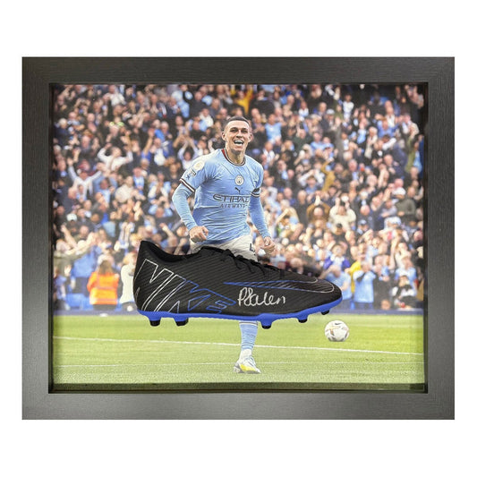 Allstarsignings Phil Foden signed framed Nike football boot, 61 x 51 cm