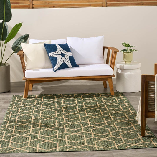 Nourison Horizon Geometric Green Indoor Outdoor Rug