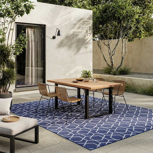 Nourison Horizon Geometric Navy Indoor Outdoor Rug