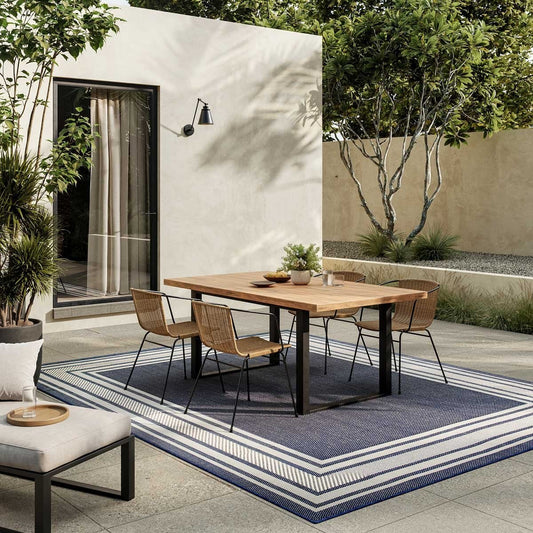 Nourison Horizon Border Navy Indoor Outdoor Rug