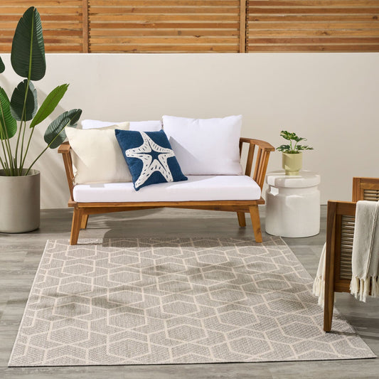 Nourison Horizon Geometric Grey Indoor Outdoor Rug