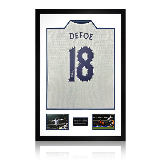 The Fan Cave Jermain Defoe signed framed Tottenham Hotspur football shirt with 2 photos, 85 x 60 cm