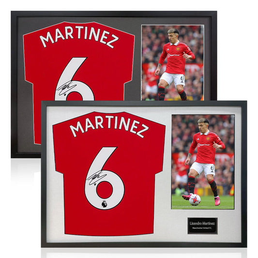 The Fan Cave Lisandro Martinez signed framed Manchester United football shirt with 1 photo, 50 x 70 cm